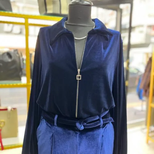 Premium Navy Kadife Ceket ve Pantolon