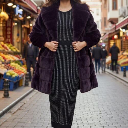 Işıltılı Taş Detaylı, Vücudu Saran Siyah Uzun Triko Elbise