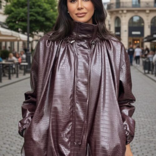 Oversize Balon Suni Deri Mont