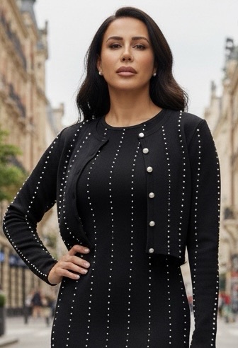 İncili Dalgıç Triko Hırka Ceket