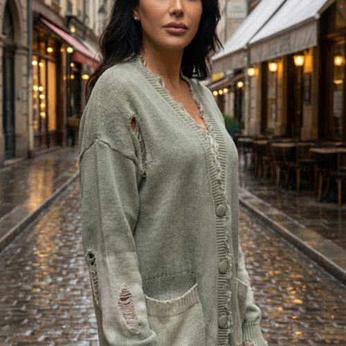 Tasarım Mumlu Yıkamalı  Hırka