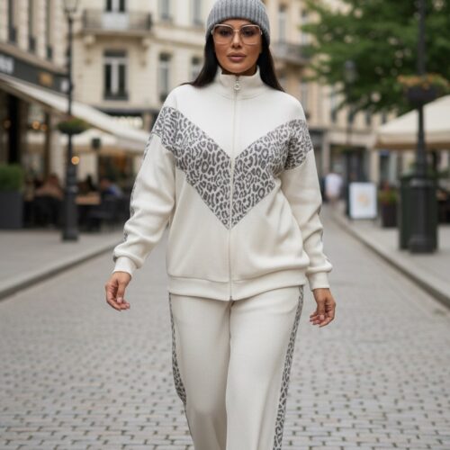 Cotton Leopar Şeritli Takım