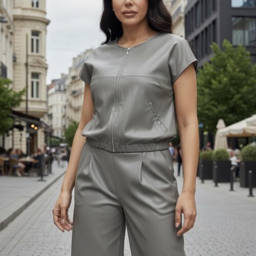 42 Beden Mint Yeşili Suni Deri Takım