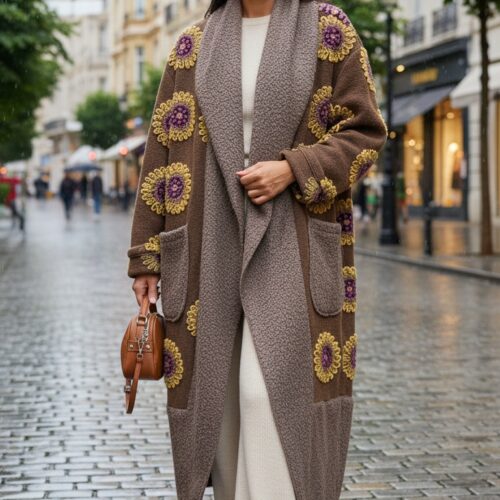 Keçe Standart Beden Kahve Keçe Hırka