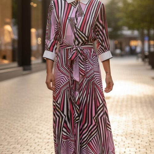 Standart Beden Pamuk Saten Renkli Elbise