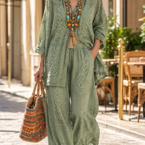 Ham Keten Takım-Uzun Gömlek Standart Beden